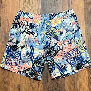 NWOT Surf Society Colorful Graffiti Print Swim Shorts